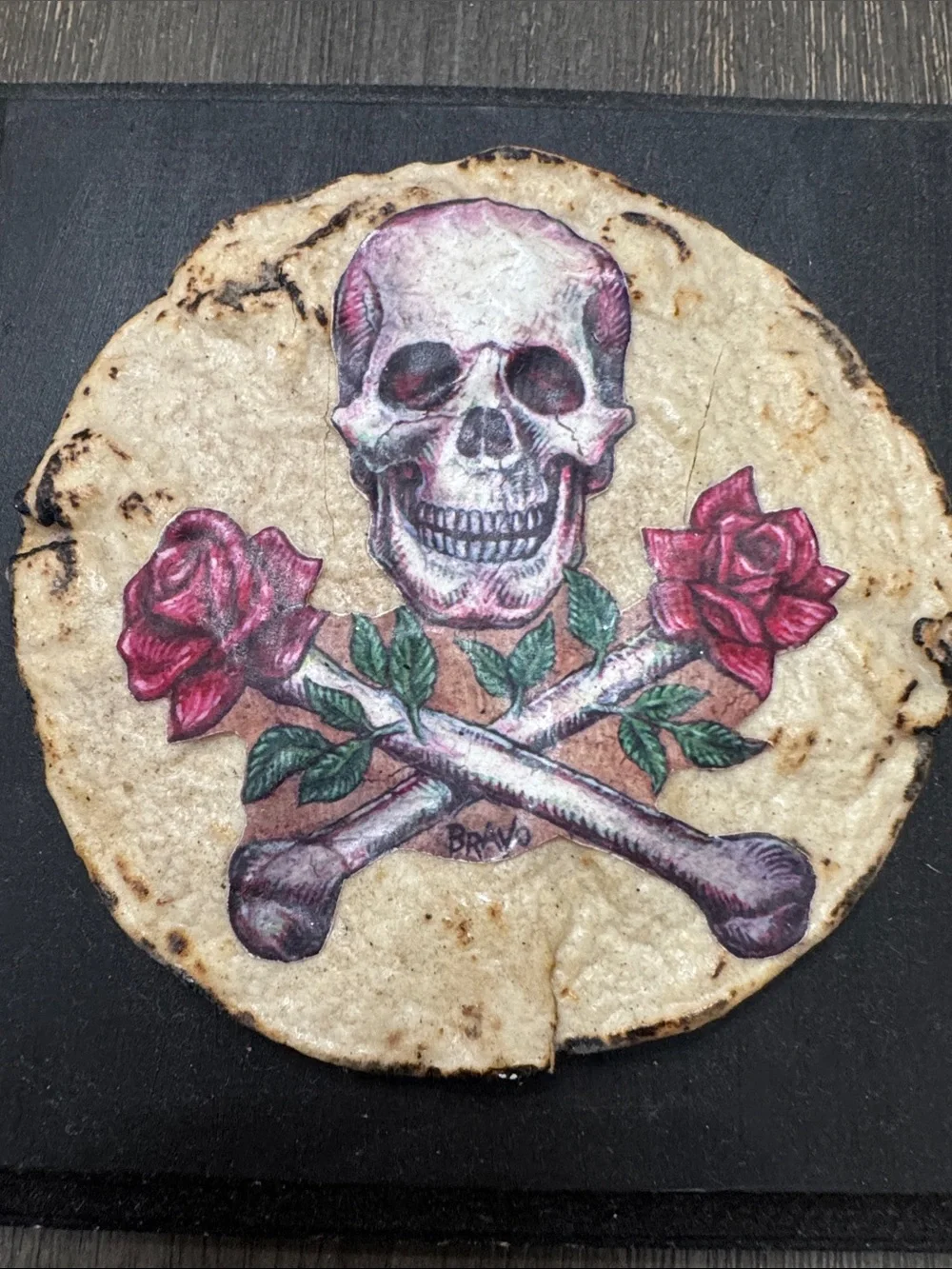Skull & Rosebones Wall Art - Black Plaque